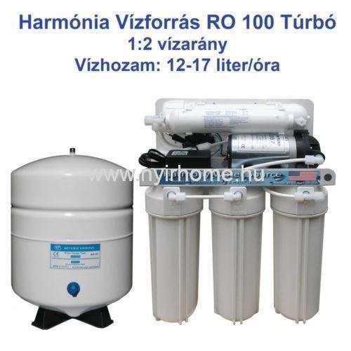 Harmónia Vízforrás RO 100 Turbo víztisztító 1 Harmónia Vízforrás RO 100 Turbo víztisztító, nagyteljesítményűszivatyús, tartályos víztisztító nagy családok részére.