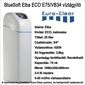 Euro-Clear BlueSoft ECO E75/VB34 háztartási vízlágyító berendezés