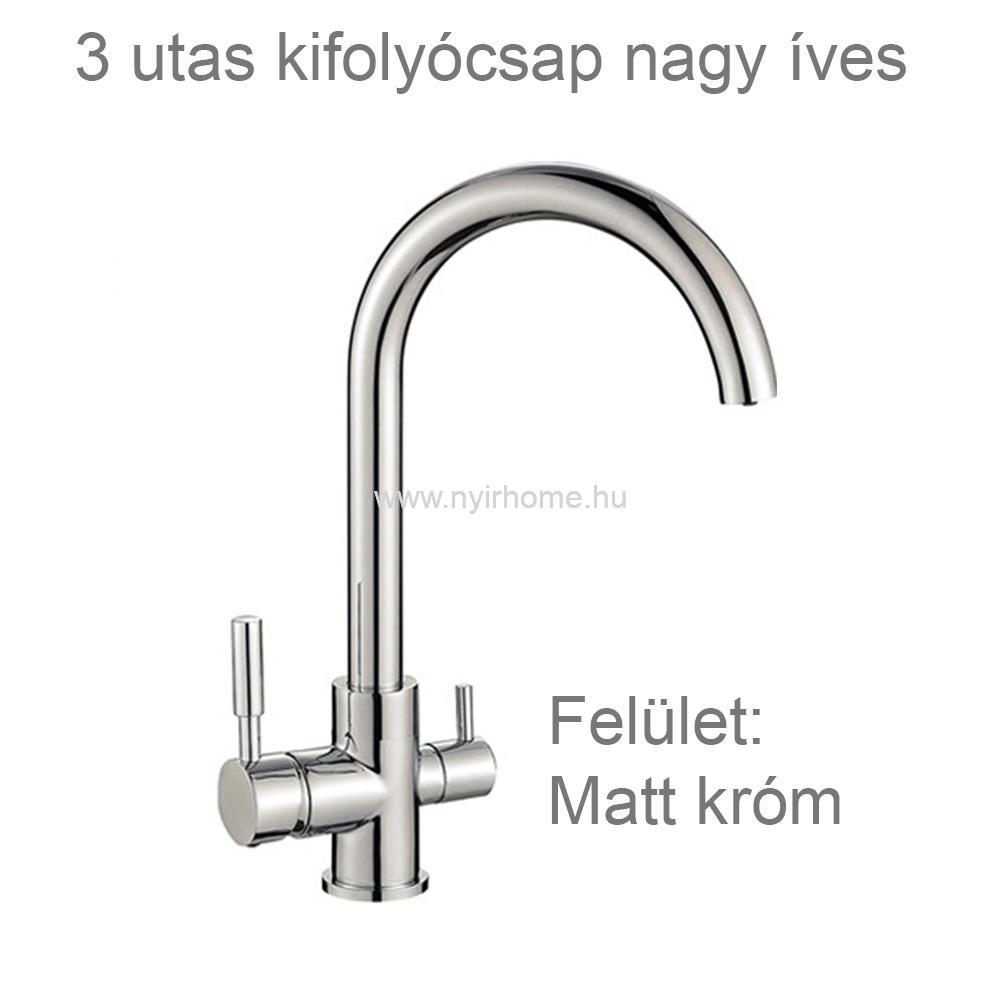 3 utas csaptelep nagy íves 1 3 utas kifolyocsap nagy ives matt