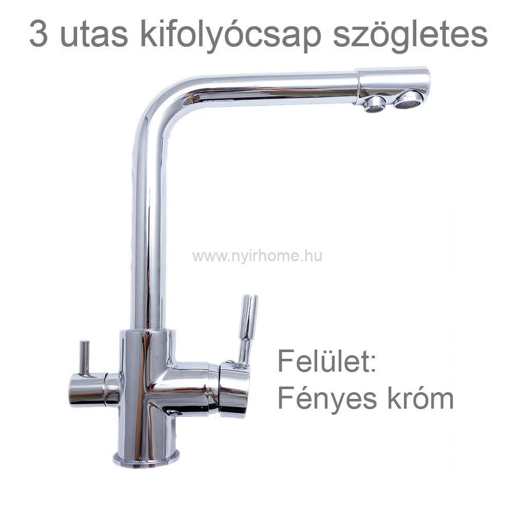 3 utas csaptelep szögletes - A 103 fényes króm 1 3 utas kifolyocsap szogletes fenyes