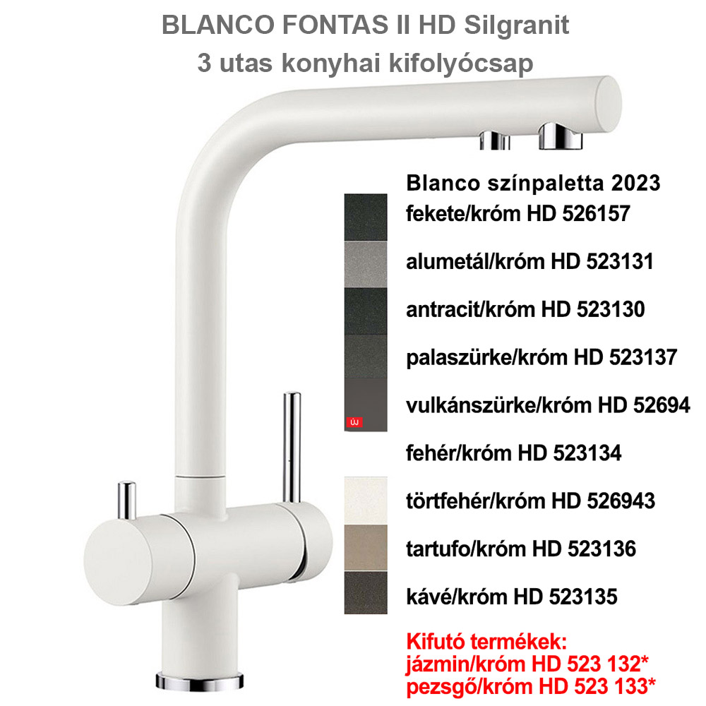 3 utas csaptelep Blanco Fontas II Silgranit 1 3 utas kifolyocsap Blanco Fontas II Silgranit