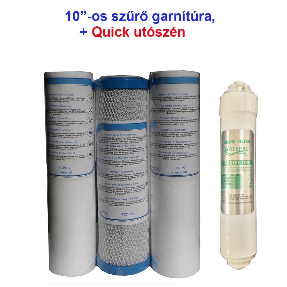 Szűrőkészlet poharas 10"+Quick utószén 1 Szűrőkészlet poharas 10"+Quick utószén