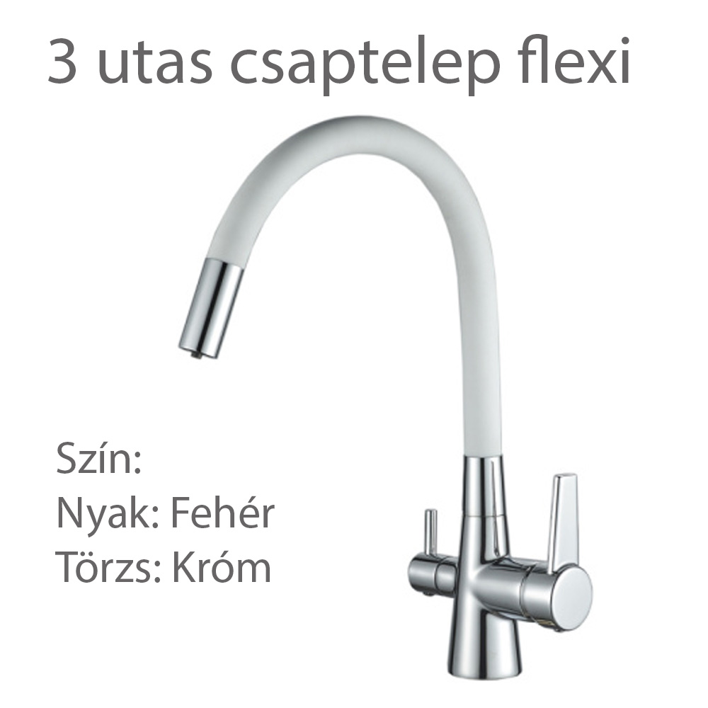 3 utas csaptelep Flexibilis Fehér/Króm 1 Három utas csaptelep Flexi C301 Fehér